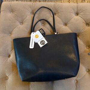 Vegan Leather Tote Bag, Black, Taupe, NWT